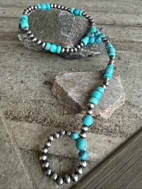 Turquoise Beaded Hand Harness Ring & Bracelet - Women Jewelry